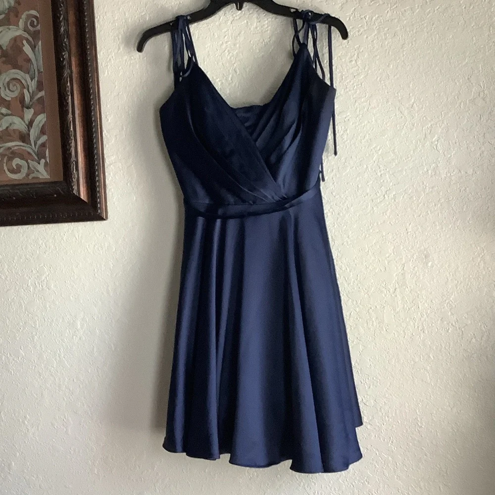 Chic Midnight Blue Mini Dress - Picture 2 of 7